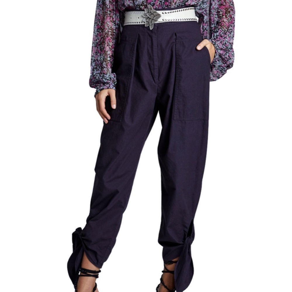 Isabel Marant High-Rise tie cuff navy pant NWT 4